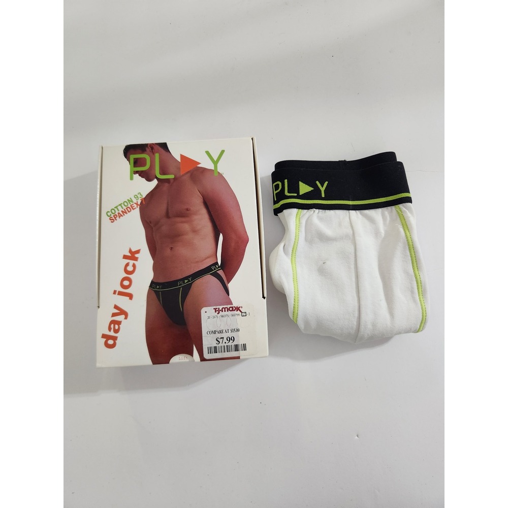 PLAY Intimo Jockstrap White Neon Green Black Packable Day‎ Jock Small 28-30